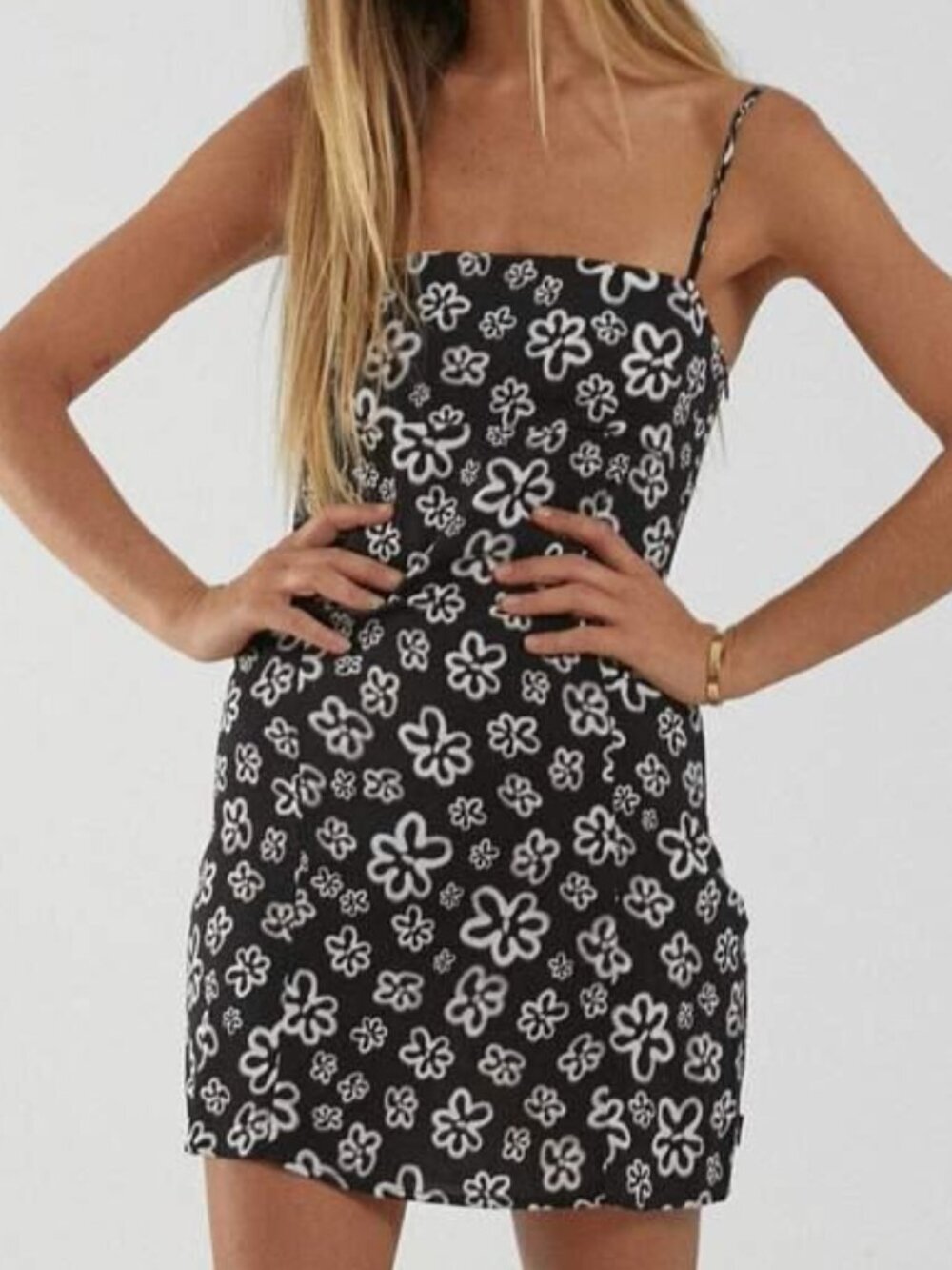 Afends Lola Hemp Mini Dress - Black / White - Size XS